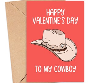 Happy Valentines Day Cowboy, Funny Valentines Card Husband, Valentines Card for Boyfriend, Funny I Love You Card, Cowboy Valentines Day Card