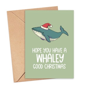 Carte de Noël drôle de jeu de mots baleine, carte de Noël drôle, carte de Noël baleine, IMPRIMABLE, carte de vœux drôle pour ami, soeur, femme