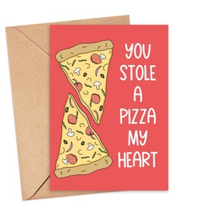 Tarjeta divertida de San Valentín para novio, tarjeta de aniversario imprimible para esposo, tarjeta de aniversario de Pizza My Heart, tarjeta de amor divertida, tarjeta del primer aniversario