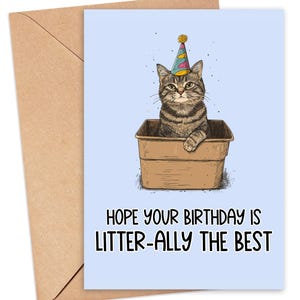 Carte d'anniversaire imprimable drôle, carte d'anniversaire de chat pour femme mari, carte d'anniversaire drôle imprimable, carte de dame de chat drôle imprimable