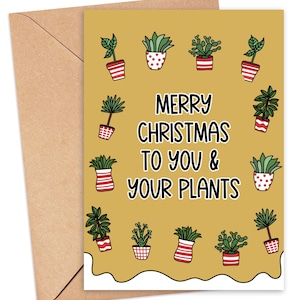 Carte de Noël plantes à imprimer, drôle de carte de Noël, drôle de carte de Noël pour femme, plante lady carte de Noël, Noël pour petit ami numérique