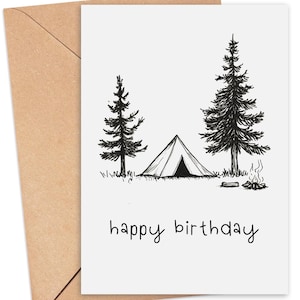Tarjeta de cumpleaños imprimible para él, tarjeta de cumpleaños para papá, tarjeta de cumpleaños para niños, regalo para amantes del camping, tarjeta de cumpleaños imprimible para abuelo, cumpleaños para esposo