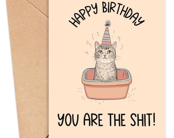 Cat Birthday Card Funny, Printable Cat Birthday Card for Wife Husband, Funny Birthday Card Printable, Cat Lady Card Funny Printable