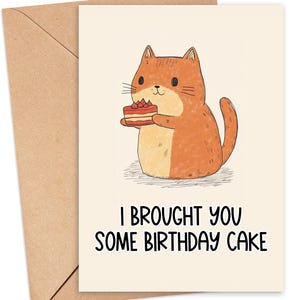 Carte d'anniversaire imprimable drôle, carte d'anniversaire de chat pour femme mari, carte d'anniversaire drôle imprimable, carte de dame de chat drôle imprimable