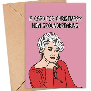 Le diable s'habille en Prada à imprimer, carte de Noël drôle, carte de Noël de la culture pop, carte de Noël meilleur ami, carte de Noël pour femme