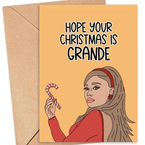 Ariana Grande carte de Noël imprimable, carte de Noël drôle, carte de Noël drôle pour femme, carte de Noël de la culture pop, carte de Noël ami