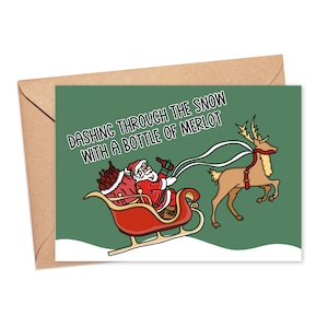 Carte de Noël drôle à imprimer, carte de Noël drôle pour femme, carte de voeux vin, carte de Noël pour petite amie, ami carte de Noël drôle