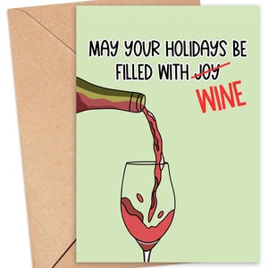 Carte de Noël drôle à imprimer, carte de Noël drôle pour femme, carte de voeux vin, carte de Noël pour petite amie, ami carte de Noël drôle