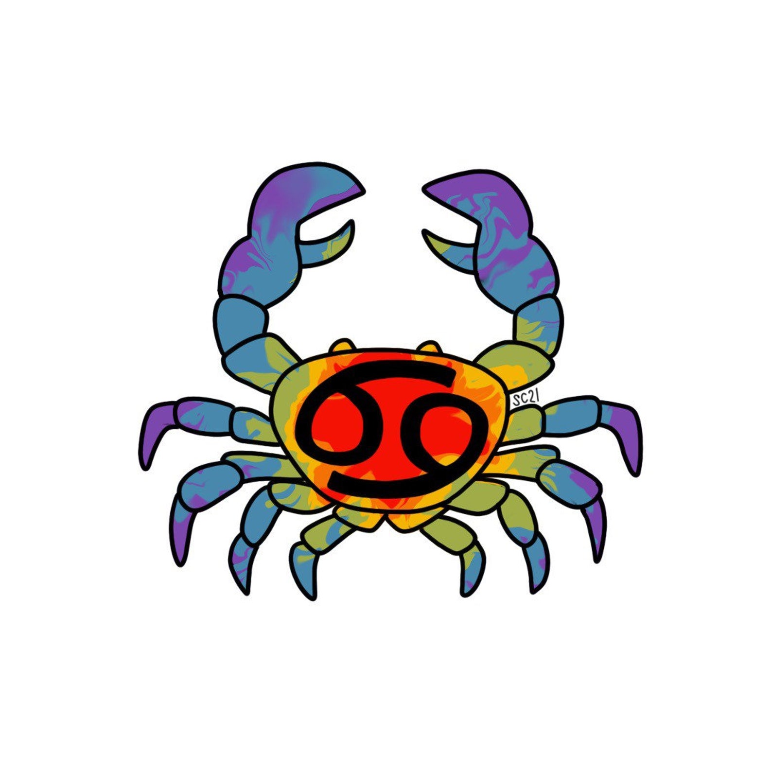 Cancer Crab Sticker Etsy