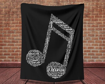 Personalized Music Note Blanket, Music Gifts, Music Gifts, Musician Blanket, Musician Gifts, Singer Gifts, Music Teacher