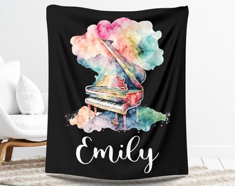 Personalized Piano Blanket, Customized Music Blanket, Music Gifts, Pianist Gifts, Music Themed Gift