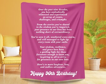 90th Birthday Blanket Message, 90th Birthday Quotes, 90th Birthday Gifts