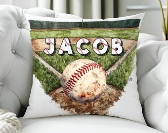 Personalized Baseball Pillow: Faux Suede Baseball Nursery Decor