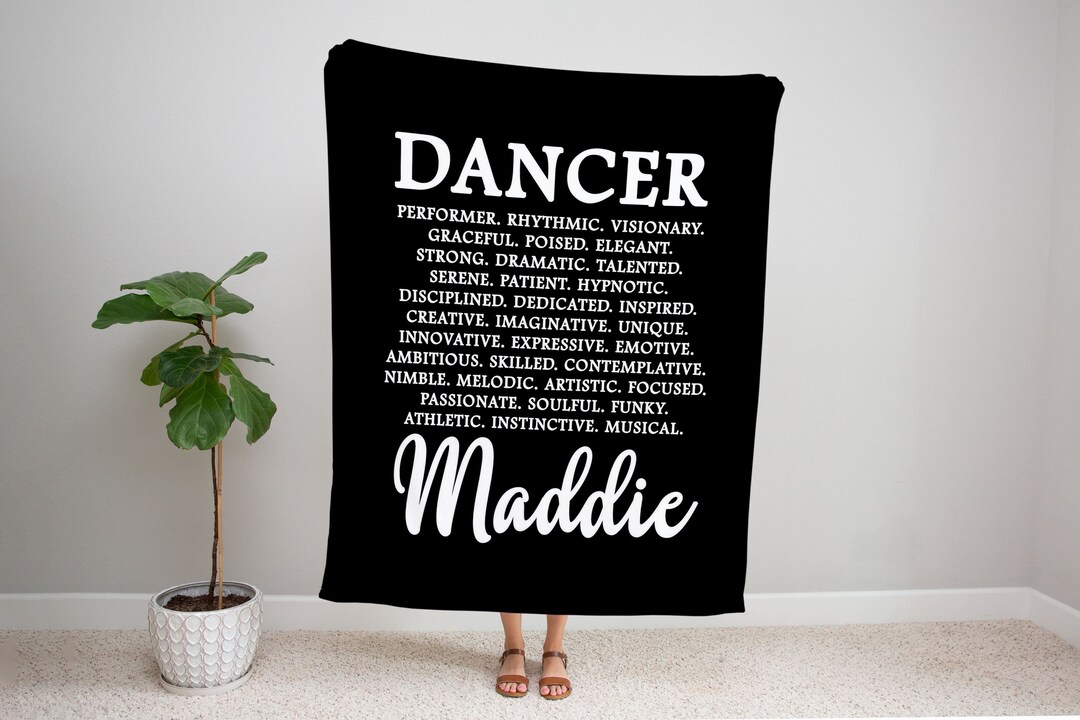 Personalized Dancer Blanket, Dancer Gifts, Sherpa Fleece Blanket, Dance