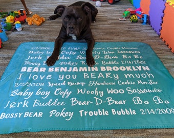 Dog Nickname Blanket, Dog Name Blanket, Dog Birthday Gifts, New Puppy Blanket, Dog Blanket With Name