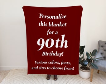 90th Birthday Blanket, Family Names Blanket, Mother 90th Birthday Gift, Gifts for Mom's 90th Birthday, Dad's 90th Birthday Gift