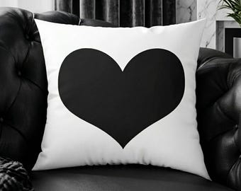 Luxury Large Black Frilled Heart Cushion Black Decor Heart Plush