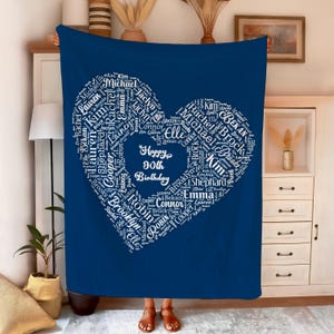 90th Birthday Gift, 90th Birthday Blanket With Family Names, Custom 90th Birthday Gift, Personalized Blanket for 90th Birthday