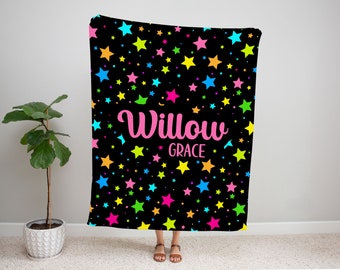Rainbow Stars Blanket, Personalized Rainbow Star Blanket
