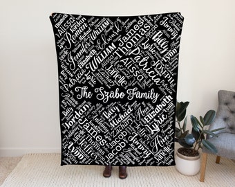 Personalized Family Name Blanket, Big Family Blanket, Grandchildren Blanket, Minky Blanket, Sherpa, Soft Fleece