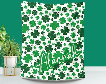 Personalized St. Patrick's Day Clover Blanket, Irish Decor