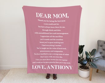 Mom From Son Blanket, Mom Letter Blanket, Various Colors, Mother's Day Gifts, Mom Birthday Gift