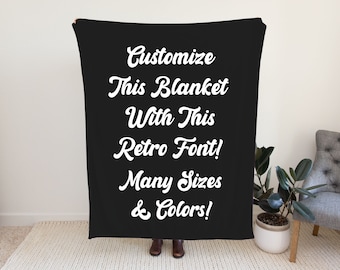 Customizable Minky Blanket With Retro Font, Personalized Blanket, Design Own Blanket, Custom Words Blanket, Personalized Blanket Gift