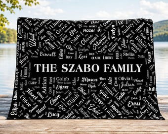 Personalized Family Name Blanket, Family Reunion Blanket, Custom Family Gift, Personalized Throw Blanket, Family Keepsake, Housewarming Gift