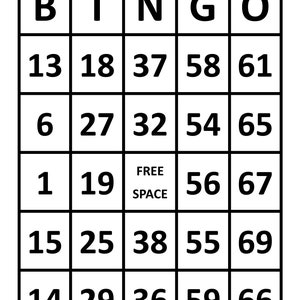 Large Print Bingo Sheets