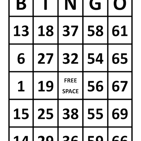 Large Print Bingo Sheets