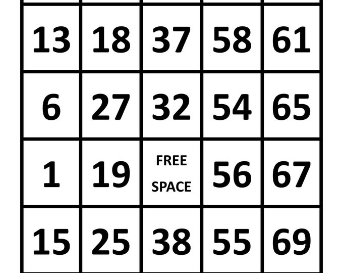 Large Print Bingo Sheets - Etsy