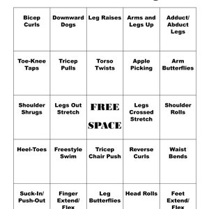 Chair Fitness Bingo