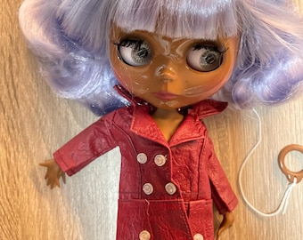 Vintage Red Pleather Doll Jacket • Fits Barbie, Blythe, Sindy