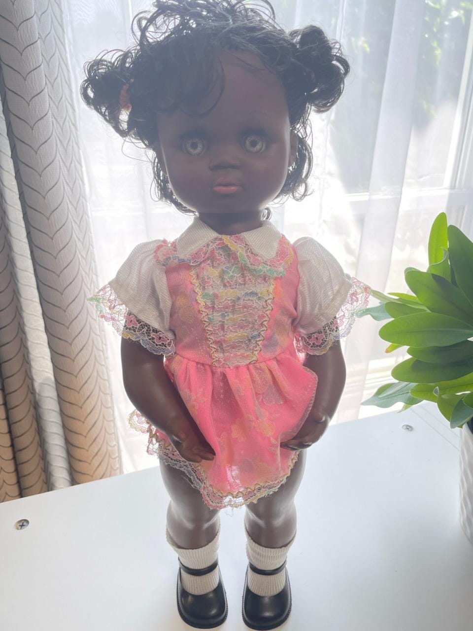 1960s Vintage Wind-up Musical Doll • African American Black Doll