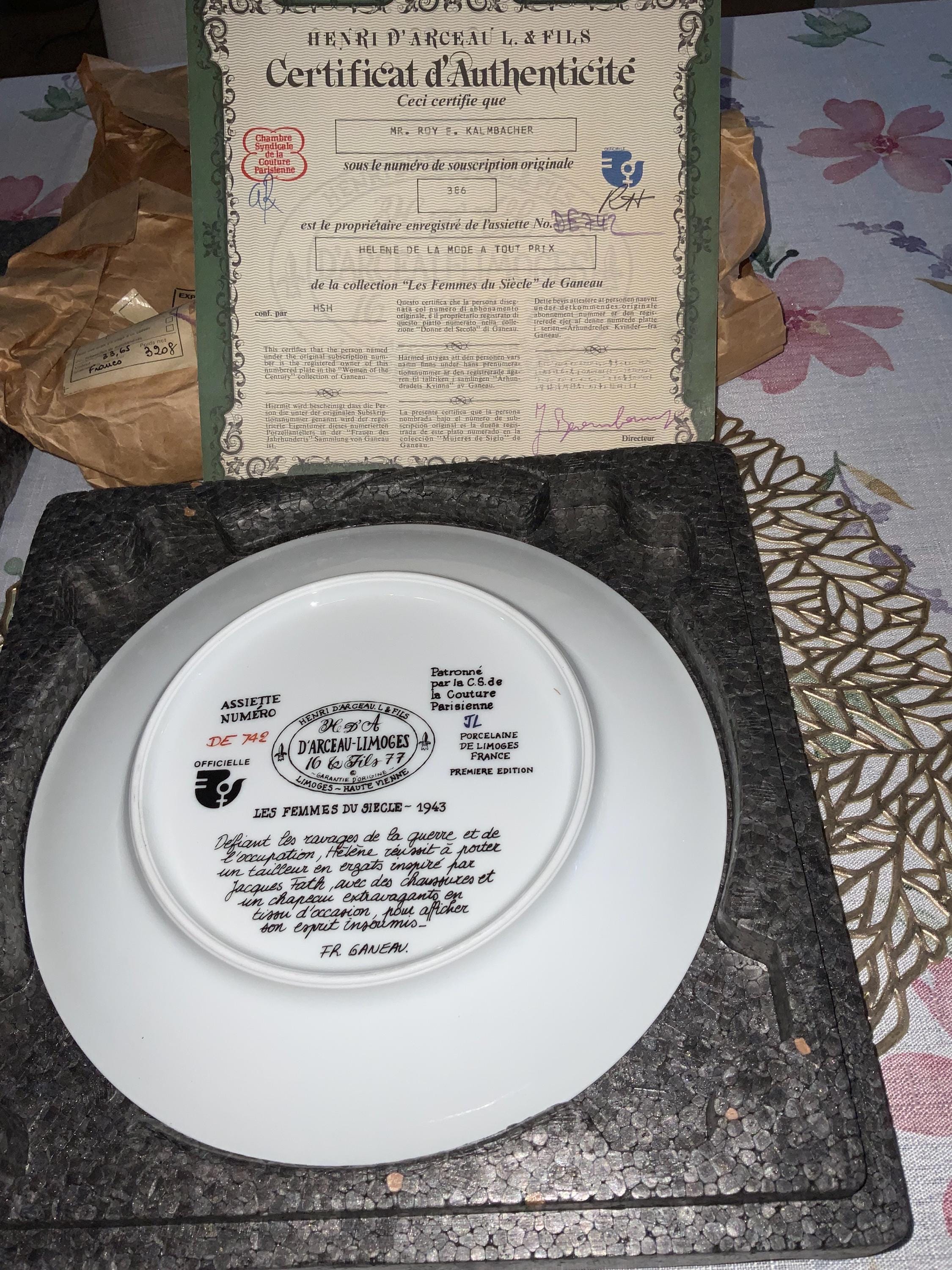 ダルソー・リモージュ・コレクターズプレート：世紀の女性たち