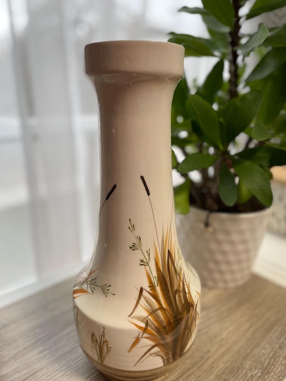 ヴィンテージ バッサーノ花瓶：イタリア製手描き陶器、葦の装飾 - Etsy