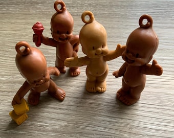 Vintage Oodles Dolls Set: 1980s Tomy Oddball Figures with Cards