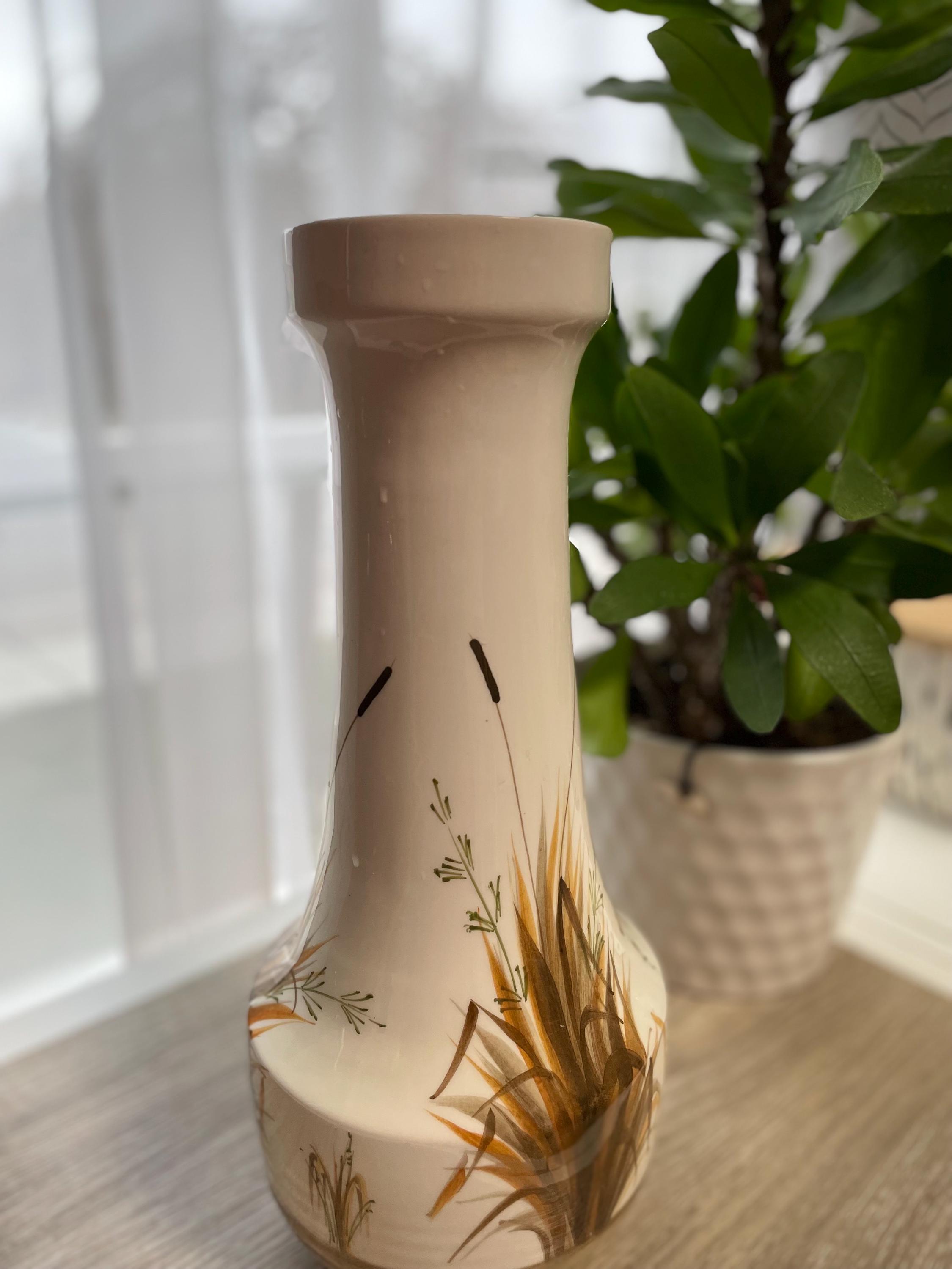 ヴィンテージ バッサーノ花瓶：イタリア製手描き陶器、葦の装飾 - Etsy