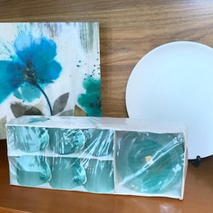 Vintage Arcoroc France &quot;Palmier&quot; | Set of 6 Jade Green Glass Cups with Saucers| New in Box | Rare NOS 22cl | Only One Available