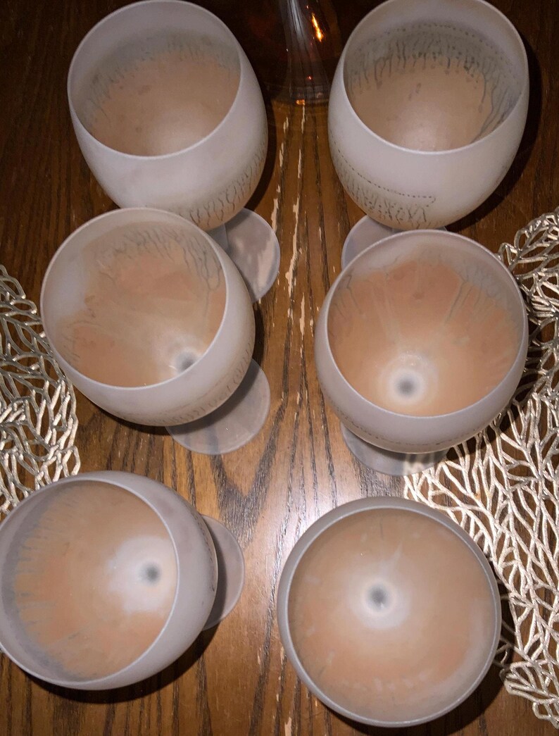 Schott Zwiesel Wine Glasses – Set of 6 – Peachy Grey Iridescent Stemware top view