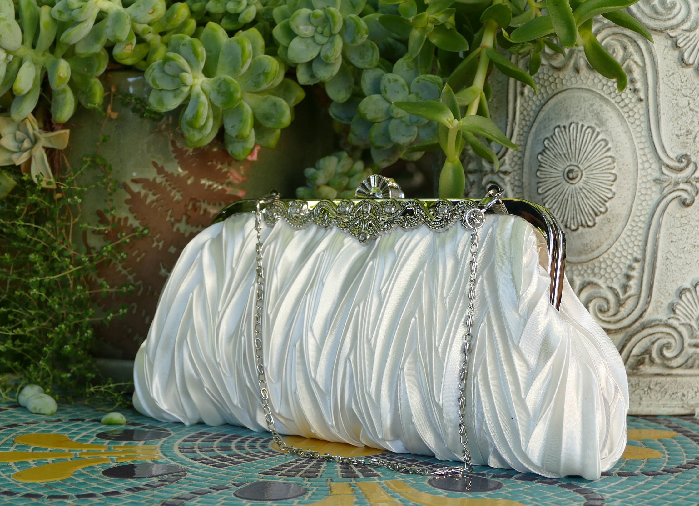 Wedding Handbag / White Satin Bridal Purse / Bride Purse Etsy