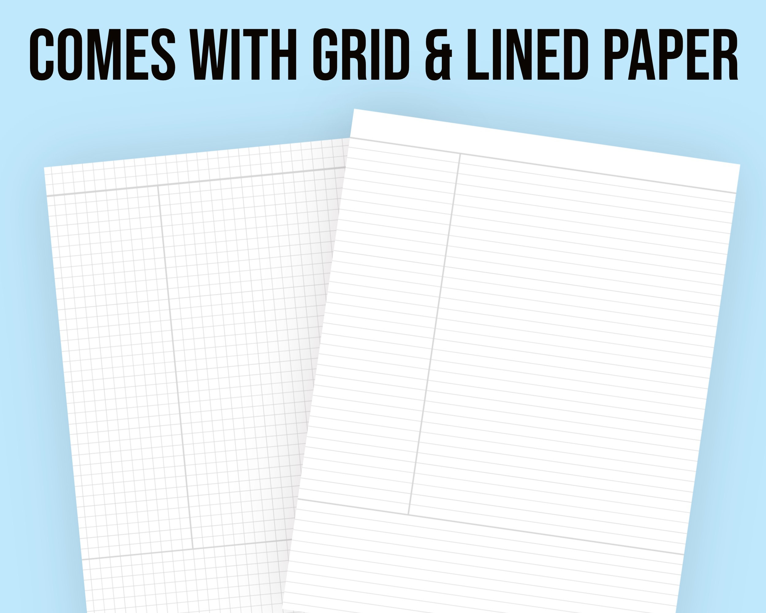 Continuous Cornell Notes Paper Template Sheets Grid & Lined | Etsy