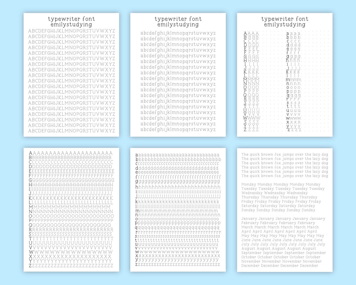 Typewriter Serif Style Handwriting Practice Sheets Etsy Canada