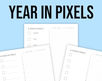 Year in Pixels Mood Tracker Printable | 3 Styles
