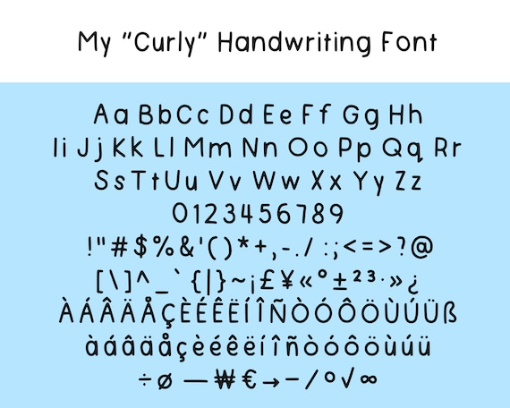 My "Curly" Handwriting Font