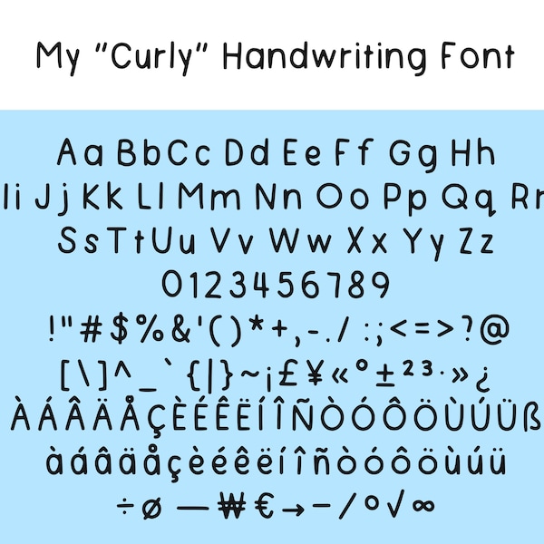 My "Curly" Handwriting Font