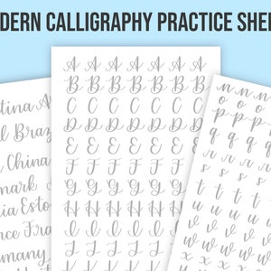 Modern Calligraphy Practice Sheet Template Printable & Digital Download image 1