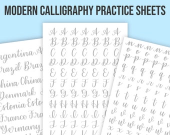 Modern Calligraphy Practice Sheet Template | Printable & Digital Download