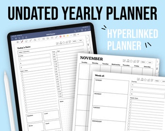Undated Minimalist Digital Planner | Daily, Weekly, Monthly | Monday & Sunday Start | GoodNotes, Notability Download