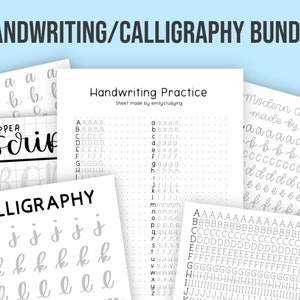 Handwriting, Cursive, Calligraphy Practice Templates Bundle | Improve Handlettering